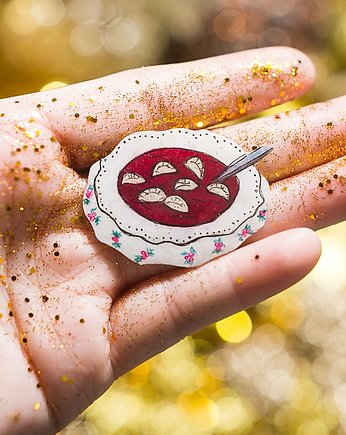 Przypinka świąteczna barszczyk z uszkami, Pintura