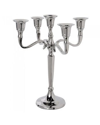 Świecznik Metalowy 5 Ramienny Srebrny 27 cm, MIA home