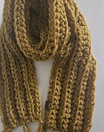 Wełniany szal w kolorze curry, Las i Łąka