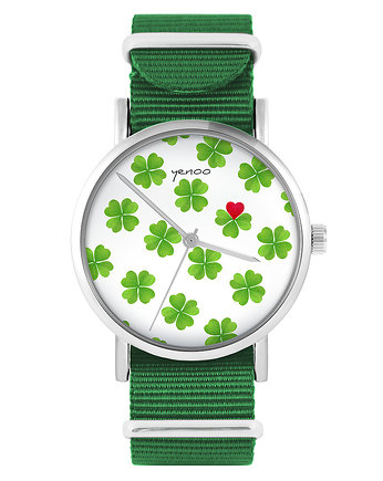 Zegarek - Lucky heart - zielony, nylonowy, yenoo