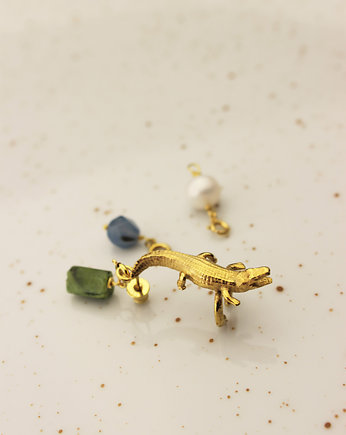 Nausznica - Krokodyl w zestawie z trzema kamieniami, Ker Jewellery