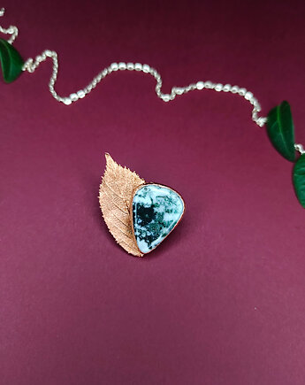 Broszka Liść Jeżyny z Agatem Drzewnym, Cuprum Pracownia Miedzi