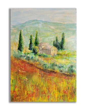 Słoneczna Toskania. Obraz ręcznie malowany., Galeria Alma
