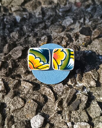 Kolczyki ceramiczne w orientalne wzory, biżuteria z talerzy