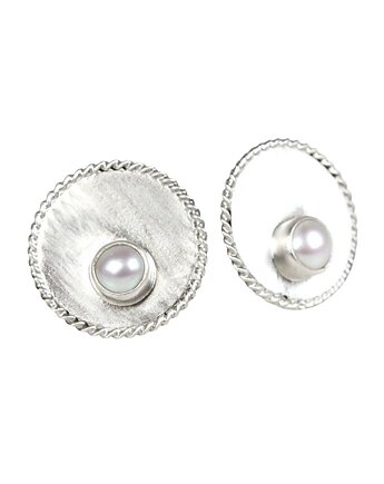 Kolczyki medaliony z perłą, Blooming Stones