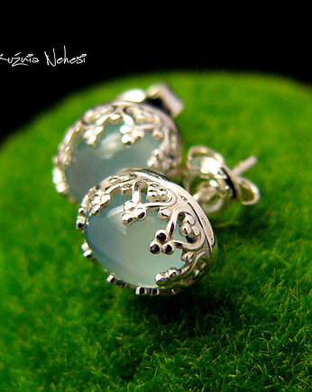 Kolczyki Sztyfty Serenity - Agat Srebro owal, Kuźnia Nehesi