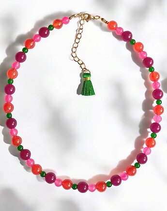 Choker : summer fruits : kolorowy jadeit : choker z kamieni, kaktusia