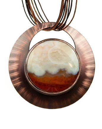 Miedziany naszyjnik z okrągłym agatem, Artseko