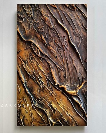 Efektowny duży obraz strukturalny abstrakcyjny płaskorzeźba 80x160cm, art and texture