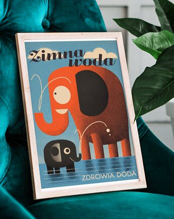 Plakat  zimna woda słonie, polkastudio