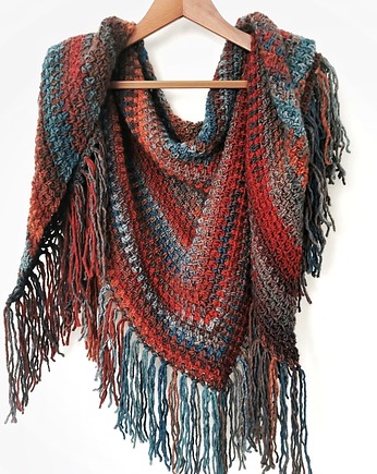 Chusta z frędzlami MAXCOLOR jesienne jezioro, sploteka