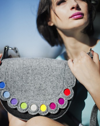 Kolorowa Listonoszka z filcu tęczowa, Green Sheep