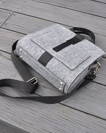 Designerska torebka - szara - czarny pas - mini, Beltrani
