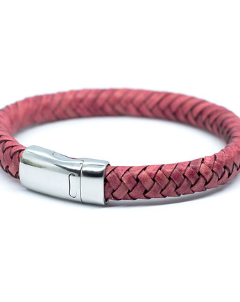 Bransoleta męska czerwona ze srebrnym, Kociokwik Jewelry