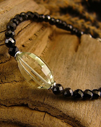 Bransoleta Amulet Ochrony i Regeneracji - Prasiolit Turmalin Srebro, Kuźnia Nehesi