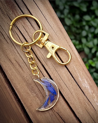 Breloczek z chabrami, księżyc, Figa handmade accessories