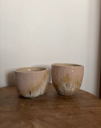 Zestaw 2 Organicznych Ceramicznych Czarek Wabi Sabi Pink Safari 220 ml, Maison Fragile