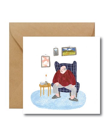 Kartka na Dzień Dziadka Dziadek w fotelu  Hi Little, HI LITTLE