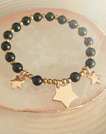 Bransoletka z czarnego onyksu z gwiazdkami, NK PRODUCTS