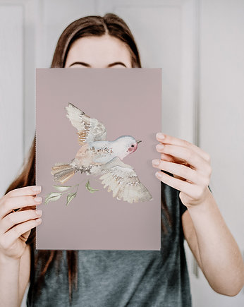 Plakat  ptak zięba  różowy  A4  A3, Merely Susan
