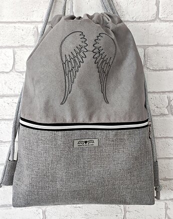 Worek ze skrzydłami z kieszonką na suwak, Made by Joan