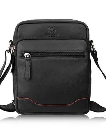 Saszetka męska na ramię skórzana listonoszka czarna miejska AY-30-BLCG, Paolo Peruzzi