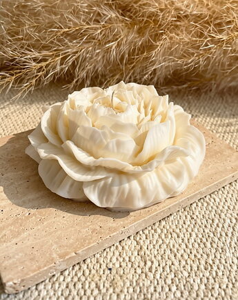 Świeca sojowa ekologiczna dekoracyjna "Peony Queen" 100x40mm biała (duża), Coccola JEWELLERY