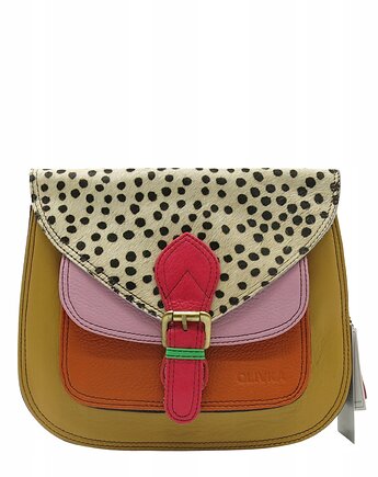 Torebka listonoszka elegancka regulowany pasek skórzana kolorowa OLIVKA, Olivka Warsaw