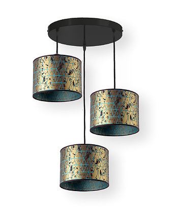 Lampa Wisząca Sufitowa Glamour Złoty Abażur, SkyLighting