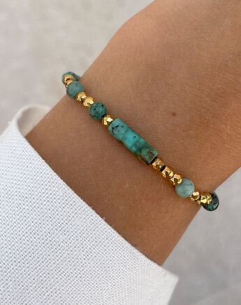 Bransoletka na gumce turkus z hematytem, Bring Biżuteria