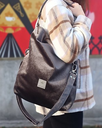 Torba worek welurowa Taupe, sabi tatka