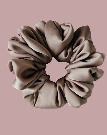 Satynowa gumka satynowa scrunchie owijka frotka mokka MAXI, Capillum