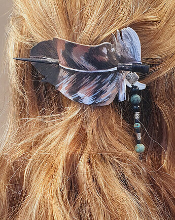 Skórzana spinka ,orle pióro, martuch