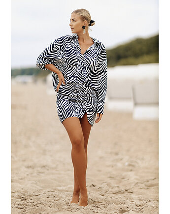 CS - Komplet SAFARI czarno biała zebra koszula spódniczka, CS