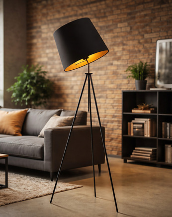 Lampa stojąca do sypialni OSLO GOLD na 3 nogach w stylu skandynawskim, LYSNE