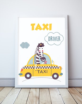 Taxi, Zebra, Auto, plakat dla chłopca , Wallie Studio Dekoracji