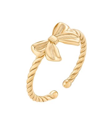 Złoty pierścionek z kokardką, OKAZJE - Prezent na Imieniny
