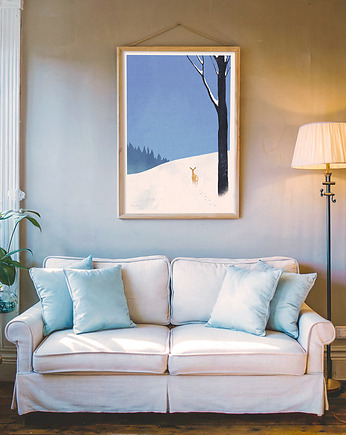 Plakat Zima w lesie / Sarna na śniegu, minimalmill