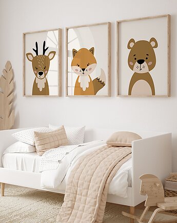 Zestaw 3 plakaty owieczka koala miś lis jeleń, OSOBY - Prezent dla 10 latki