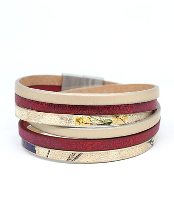 Bransoletka rzemienie Fun bordowo-złota, Kociokwik Jewelry
