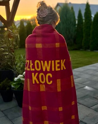 CZŁOWIEK KOC różowo-żółty, CZŁOWIEK KOC