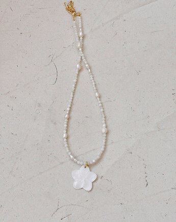 Naszyjnik letni kamień księżycowy i perły naturalne, Chmolowska Jewellery