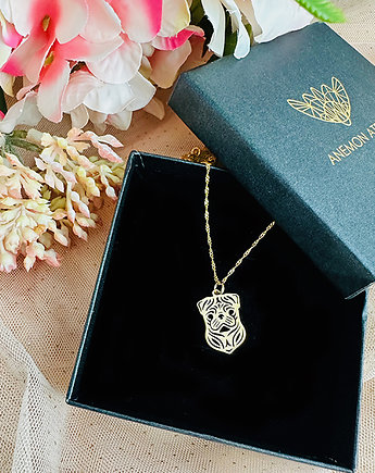 Naszyjnik z pieskiem, mops mopsik, Anemon Atelier