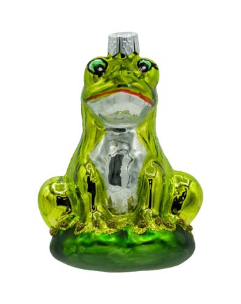 Bombka choinkowa: Żaba na liściu: błyszcząca, Syn Bombkarza