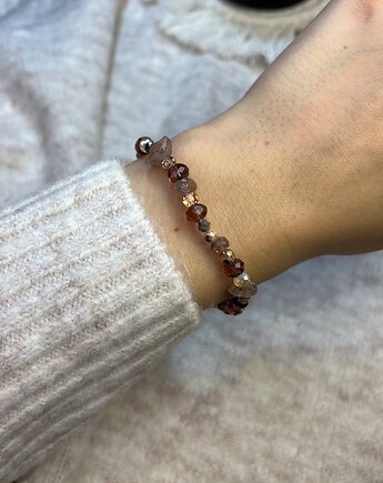 Bransoletka rodochrozyt, kwarc, SlvStuff