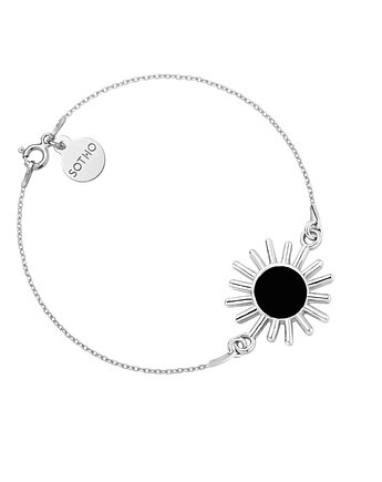 Srebrna bransoletka z czarnym słońcem, OSOBY - Prezent dla mamy na urodziny