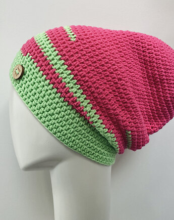 Czapka wiosenna przejściowa cienka bawełniana all season S/M neon, splotomaniaa