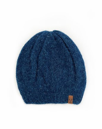 Niebieska morska czapka beretowa z alpaki, Holy Alpaca Knit