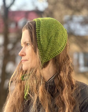 Opaska 3w1 bonetka opaska mini szalik z wełny owczej i alpaki beżowa, Made by Jaga