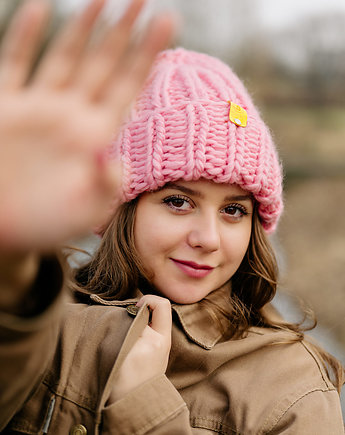 Wełniana czapka zimowa peruvian WOOLY słodki róż, sploteka